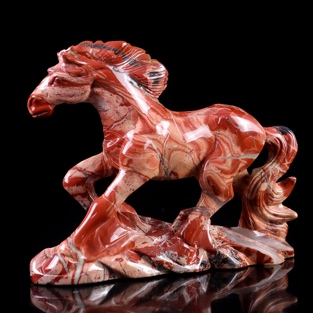 4.7" Red Jasper Horse Carving Sculpture piece 3100010 view 13