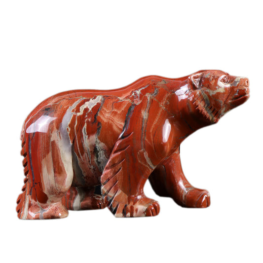 6.0" Red Jasper Polar Bear Carving Sculpture piece 3100014 hand carved natural gemstone sculpture by Nicedony