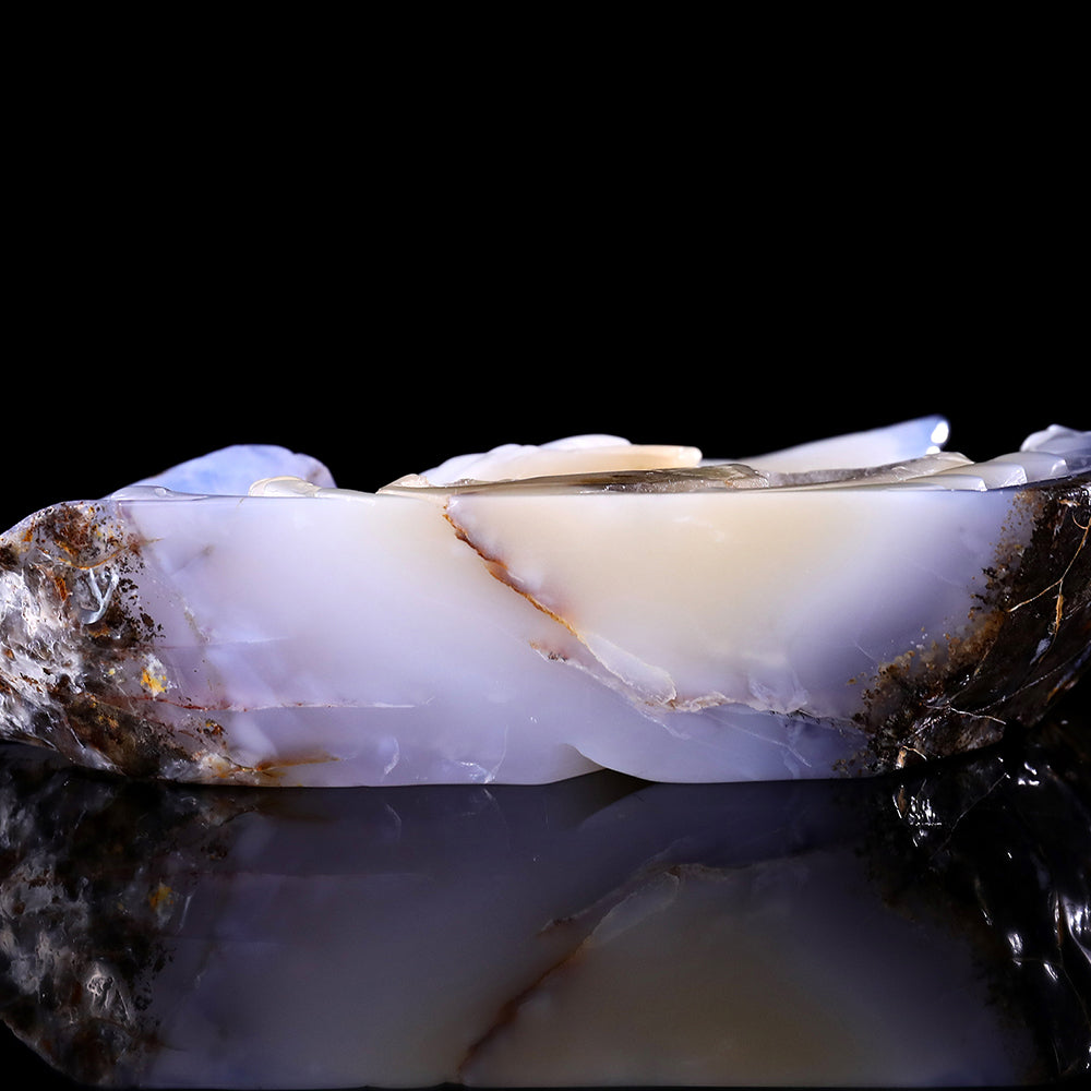 7.5" Geode Blue Chalcedony Ocean Wave and Catching Fish Eagle Carving Sculpture piece 3100212 view 8