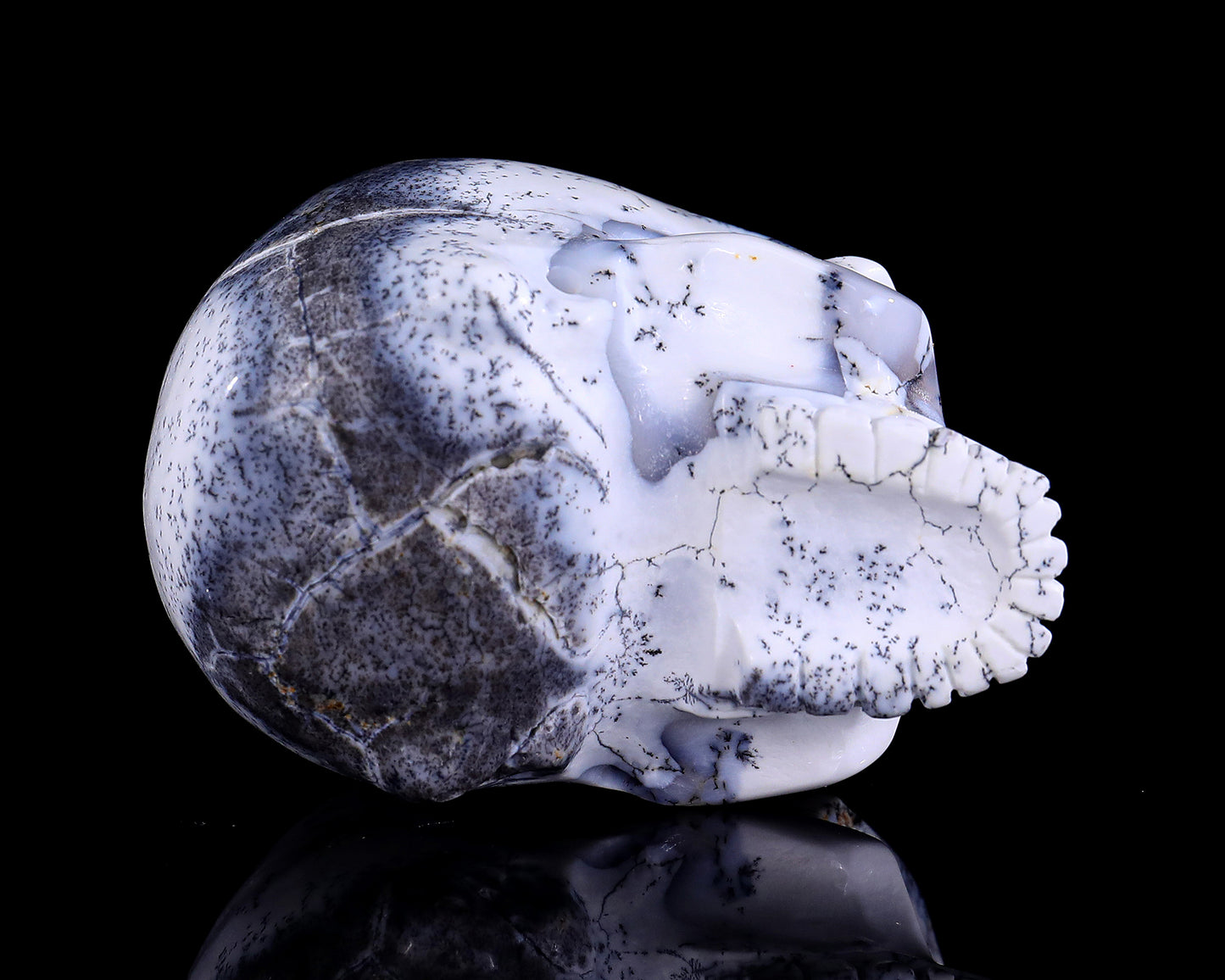 3.6" White Opal Hand Carved Crystal Realistic Skull Sculpture