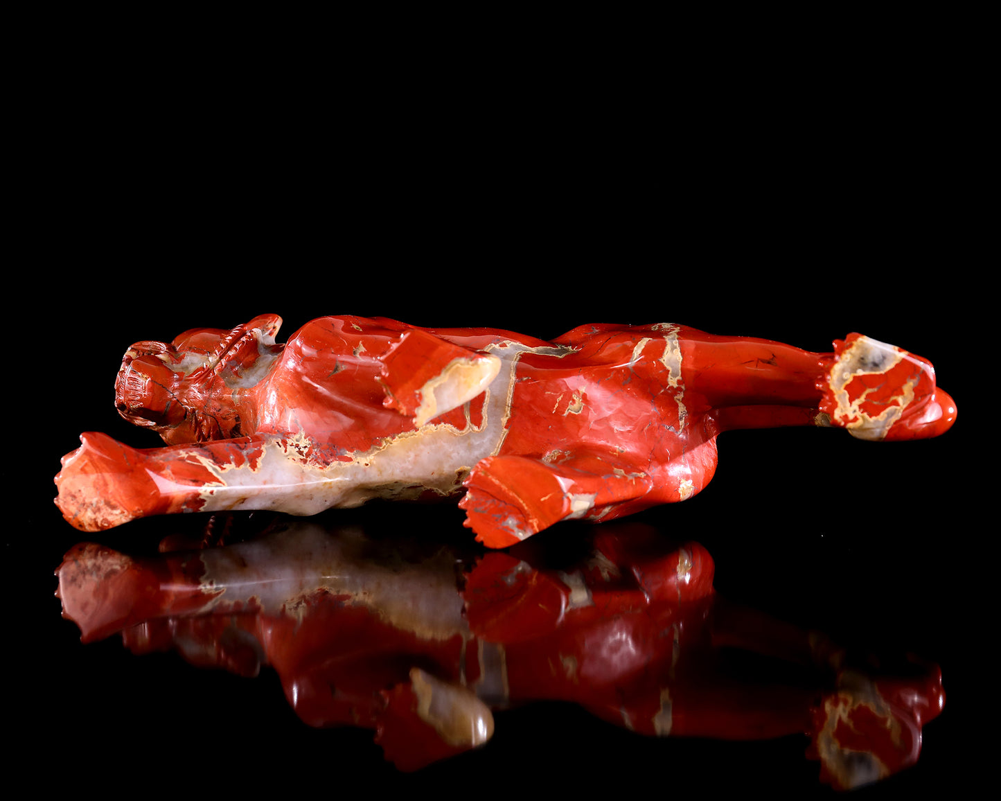 Amazing 9.8" Red Jasper Hand Carved Crystal Tiger Sculpture