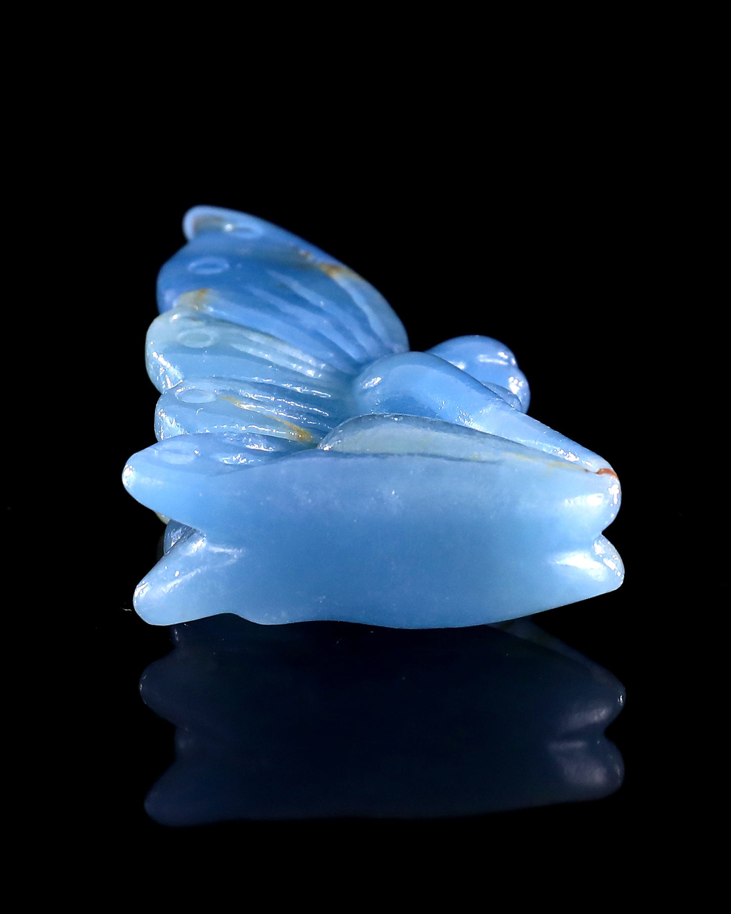 3" Blue Onyx Hand Carved Crystal Flower Faerie Sculpture