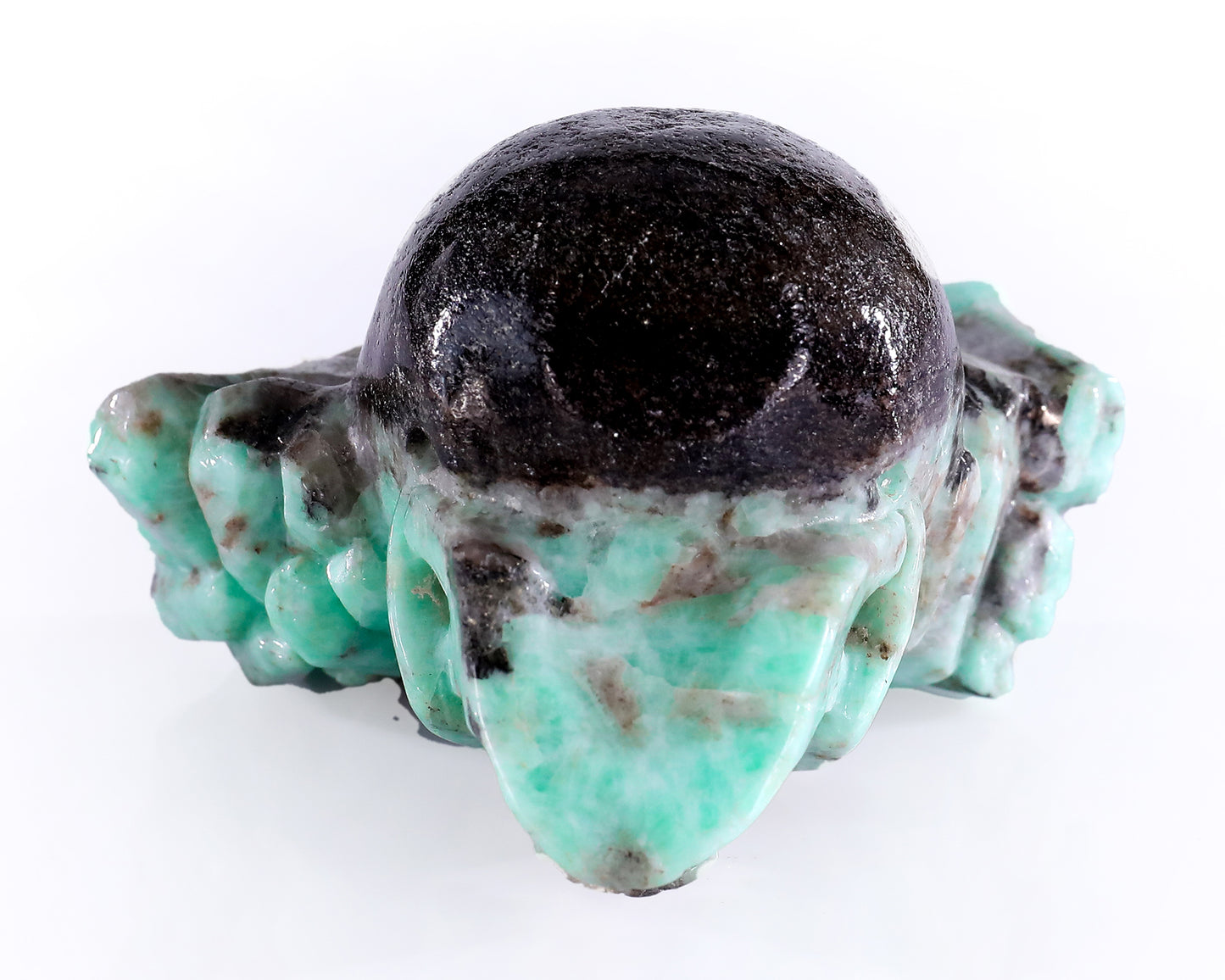 3.6" Emerald Hand Carved Mineral Specimen Skull Sculpture