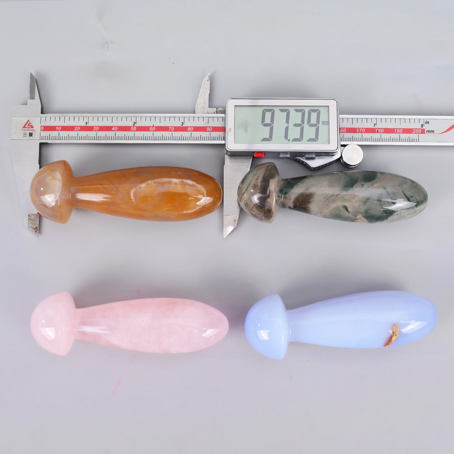 98mm Gemstone Hand Carved Crystal Mushroom Guasha Stick,Massage Tool