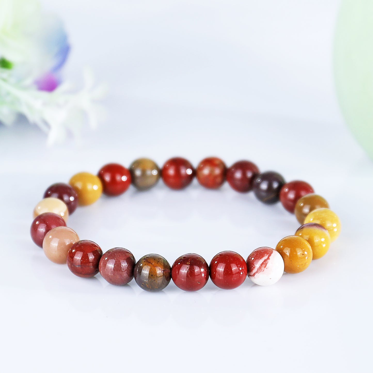 Natural Mookaite Jasper Beads Bracelet,Healing Energy Bracelet,Handcrafted Gift