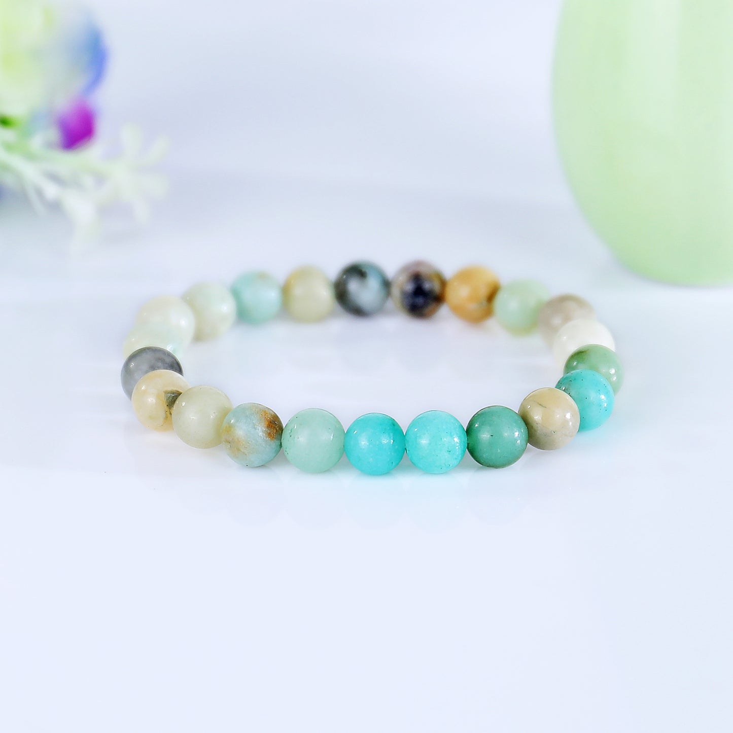 Natural Amazonite Beads Bracelet,Healing Energy Bracelet,Handcrafted Gift