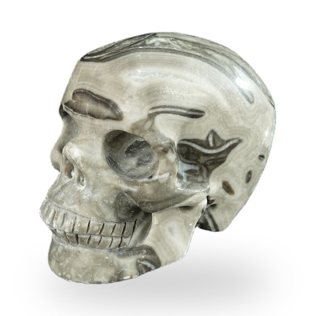 Black Crazy Agate crystal skull 2.2" SKH20BCA01 view 7