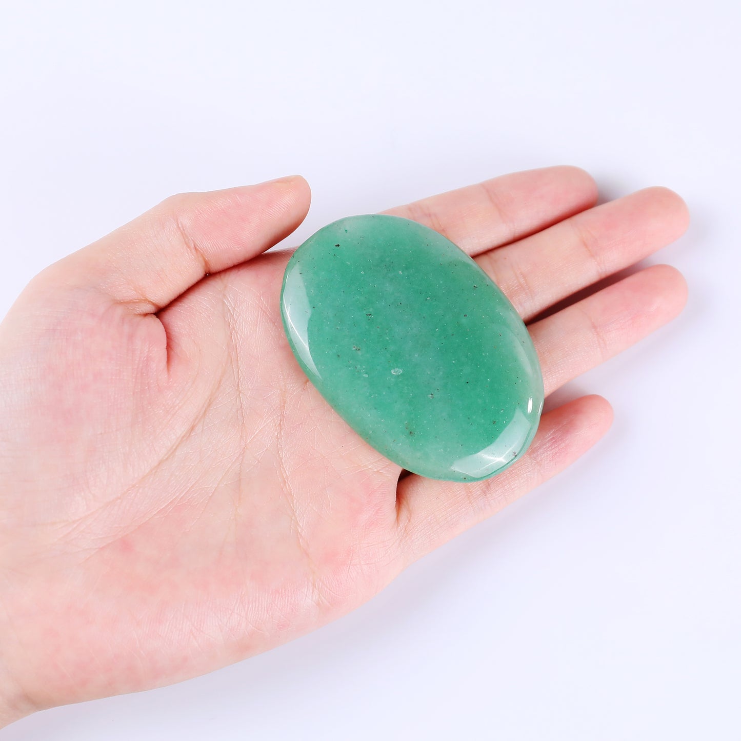 Natural Green Aventurine Hand Carved Crystal Polished Palm Stone