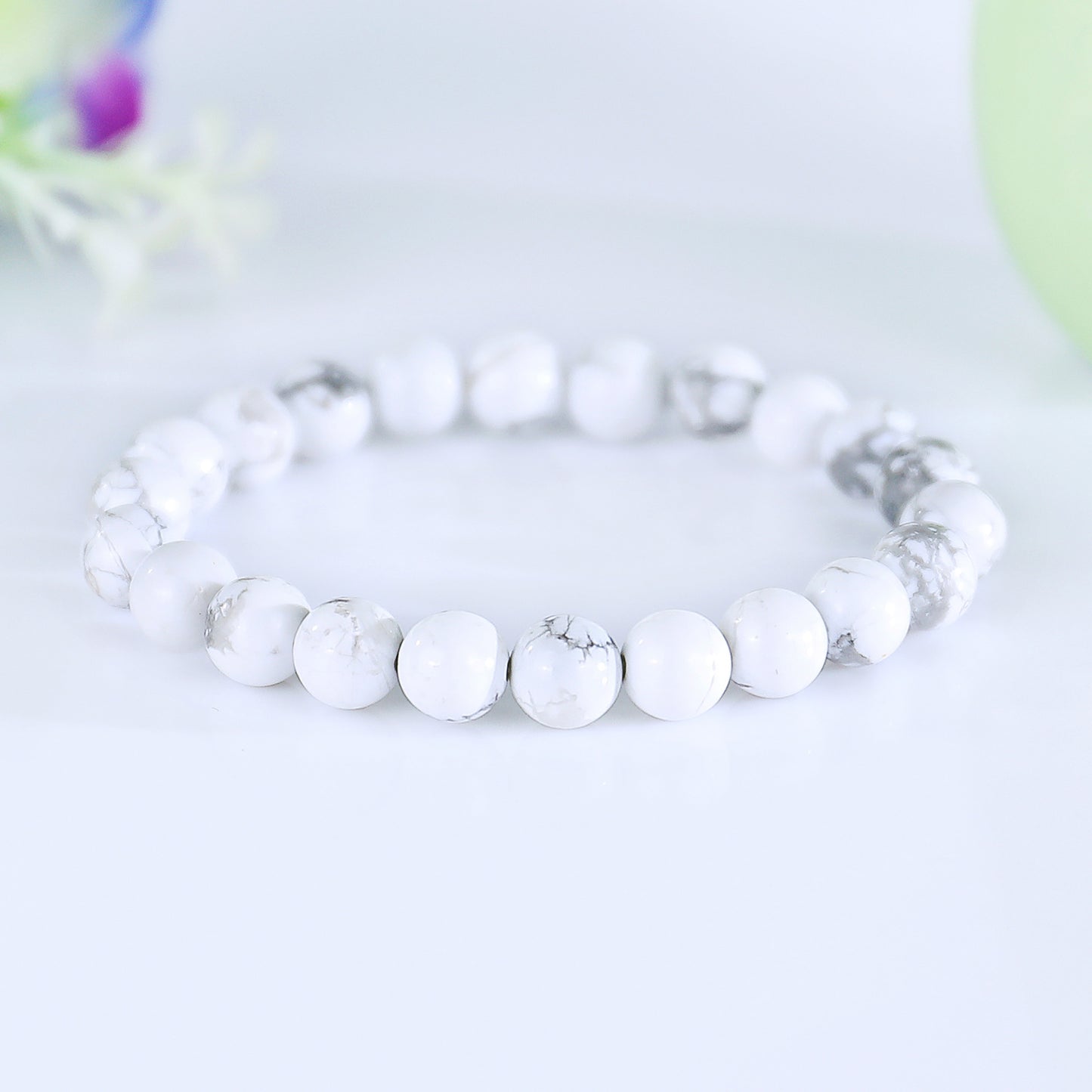 Natural Howlite Beads Bracelet,Healing Energy Bracelet,Handcrafted Gift