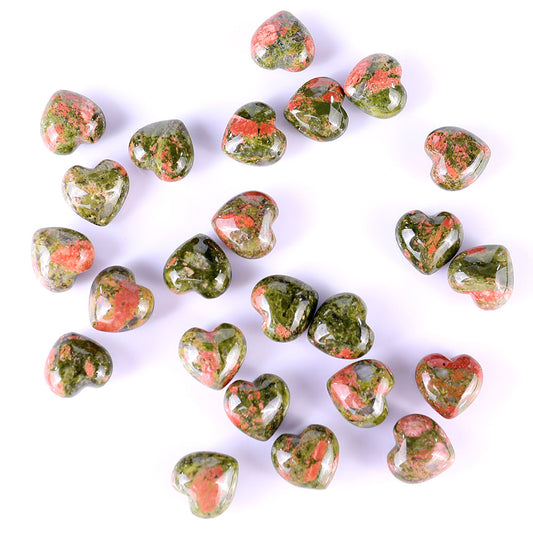 Nicedony 0.8" Pink and Green Unakite Hand Carved Crystal Heart