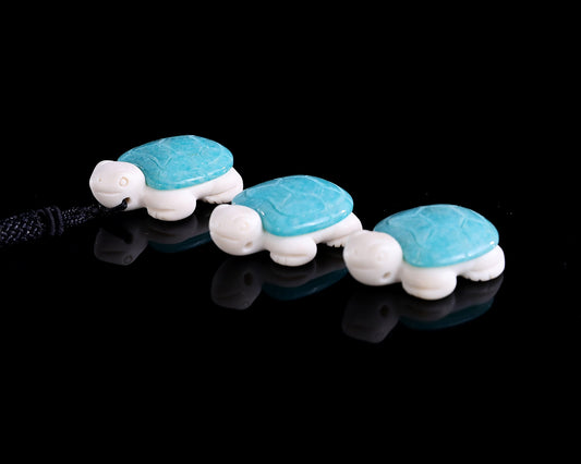 Nicedony 1.5" Amazonite Hand Carved Crystal Mini Turtle Pendant 3pcs