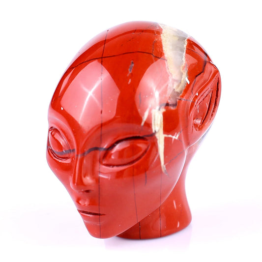 Nicedony 1.5" Red Jasper Hand Carved Crystal Elf Alien Sculpture - 1