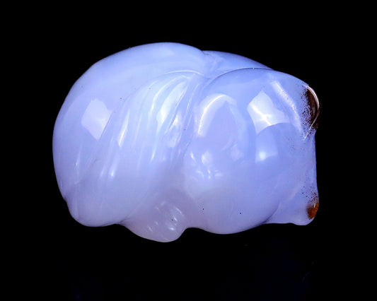 Nicedony 1.6" Blue Chalcedony Hand Carved Sleepy Cat Sculpture