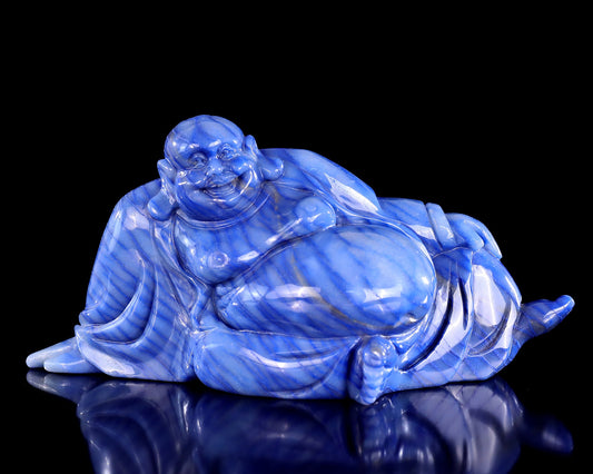 Nicedony 10" Blue Aventurine Hand Carved Crystal Buddha Sculpture