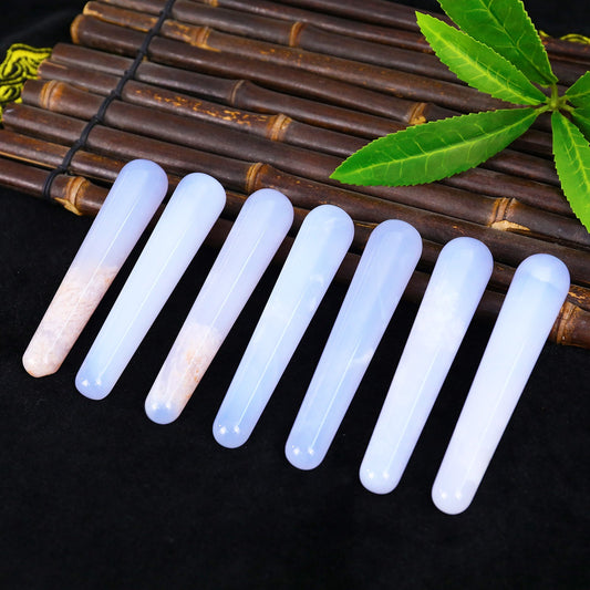 Nicedony 100mm Blue Chalcedony Hand Carved Guasha Wand,Massage Stick - View 2