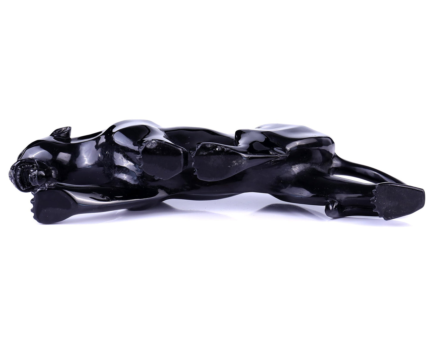 Nicedony 11.8"Black Obsidian Hand Carved Crystal Leopard Sculpture - View 7