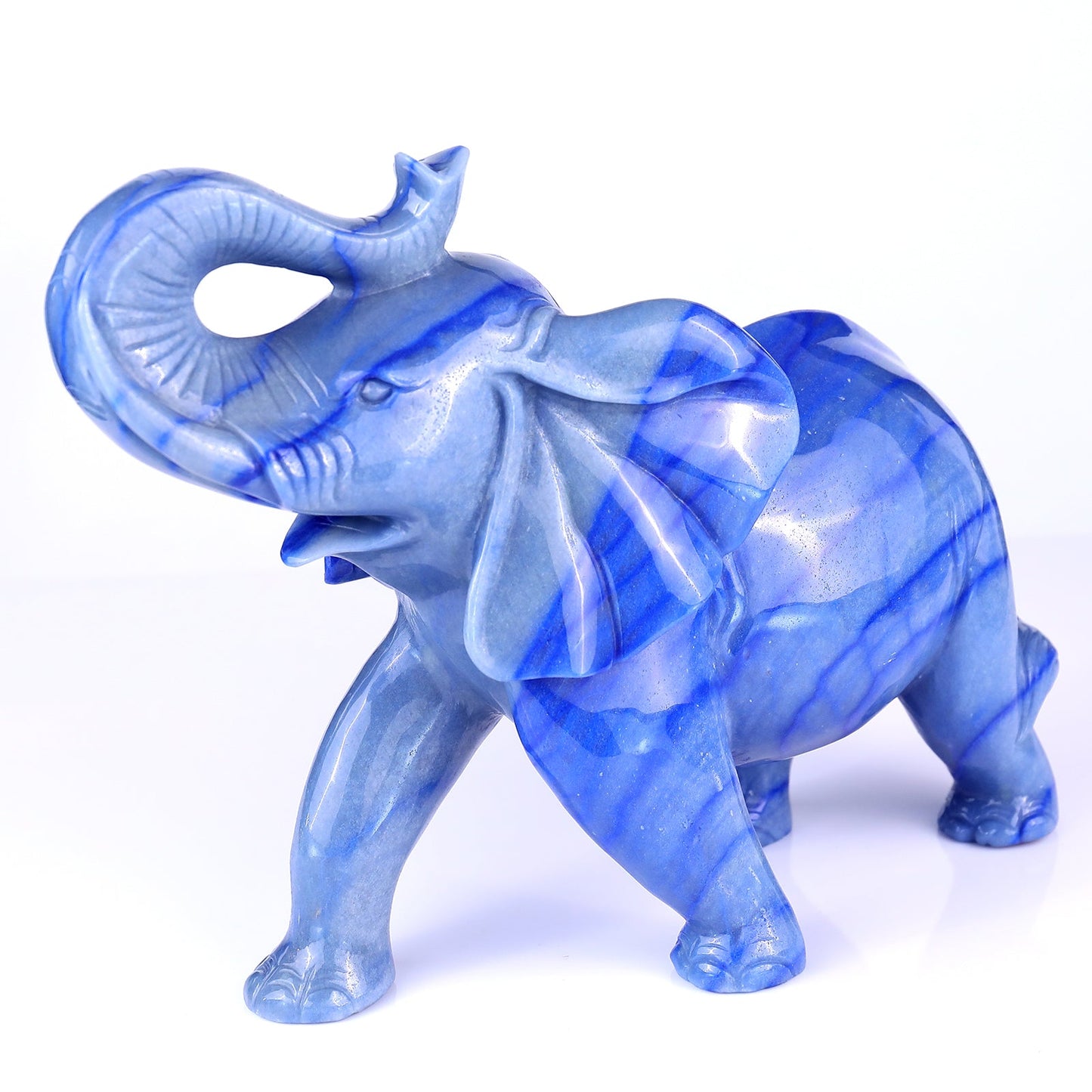 Nicedony 12.2" Blue Aventurine Hand Carved Crystal Elephant Sculpture - View 7