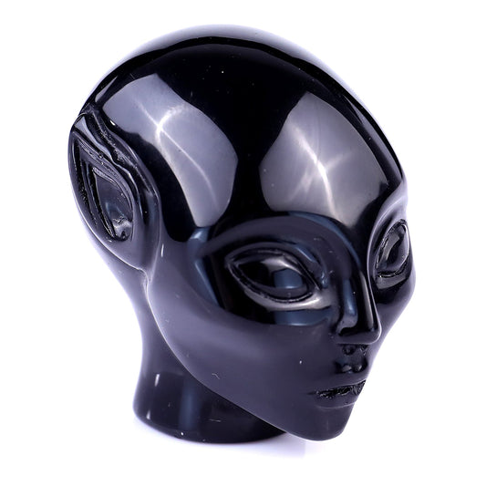 Nicedony 2.0" Black Obsidian Hand Carved Crystal Elf Alien Sculpture