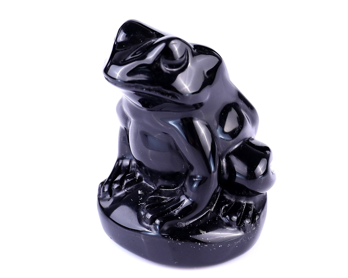 Nicedony 2.0" Black Obsidian Hand Carved Crystal Frog Sculpture - View 7
