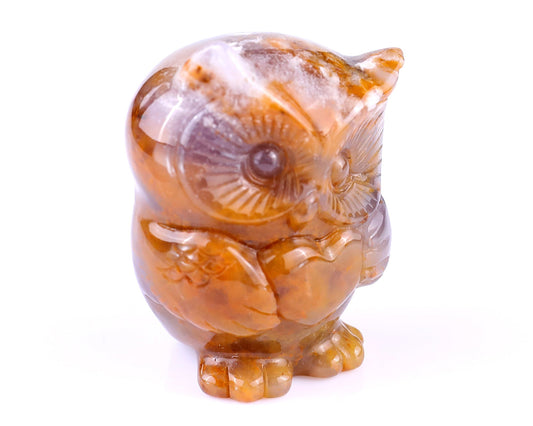 Nicedony 2.0" Chalcedony Hand Carved Crystal Owl Sculpture