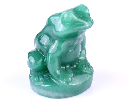 Nicedony 2.0" Green Aventurine Hand Carved Crystal Frog Sculpture