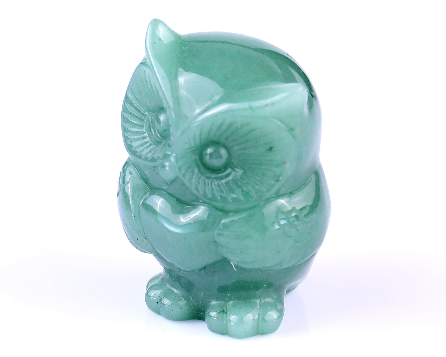 Nicedony 2.0" Green Aventurine Hand Carved Crystal Owl Sculpture - View 7