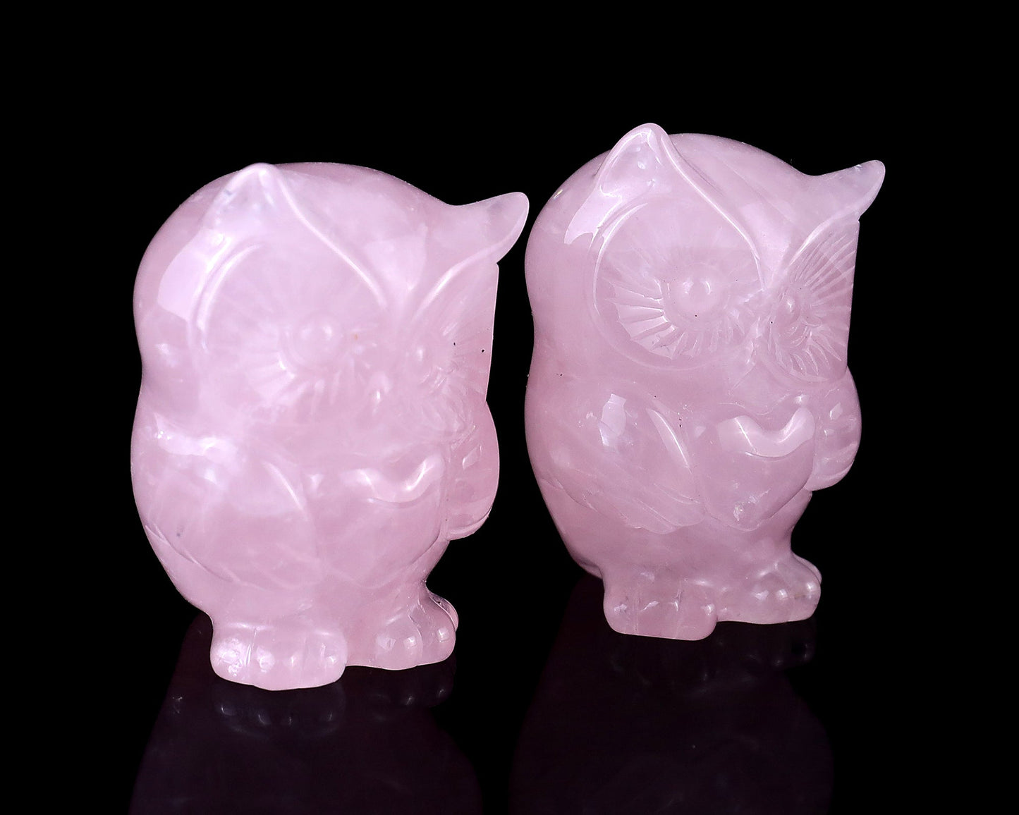 Nicedony 2.0" Rose Quartz Hand Carved Crystal Owl Sculpture - View 8