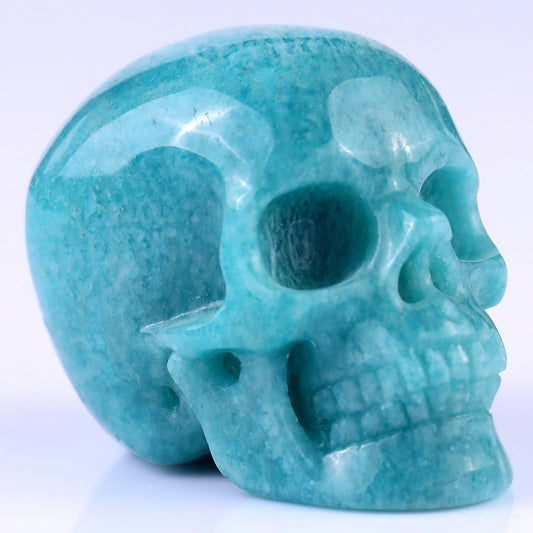 Nicedony 2.2" Amazonite Hand Carved Crystal Realistic Skull Sculpture - 1
