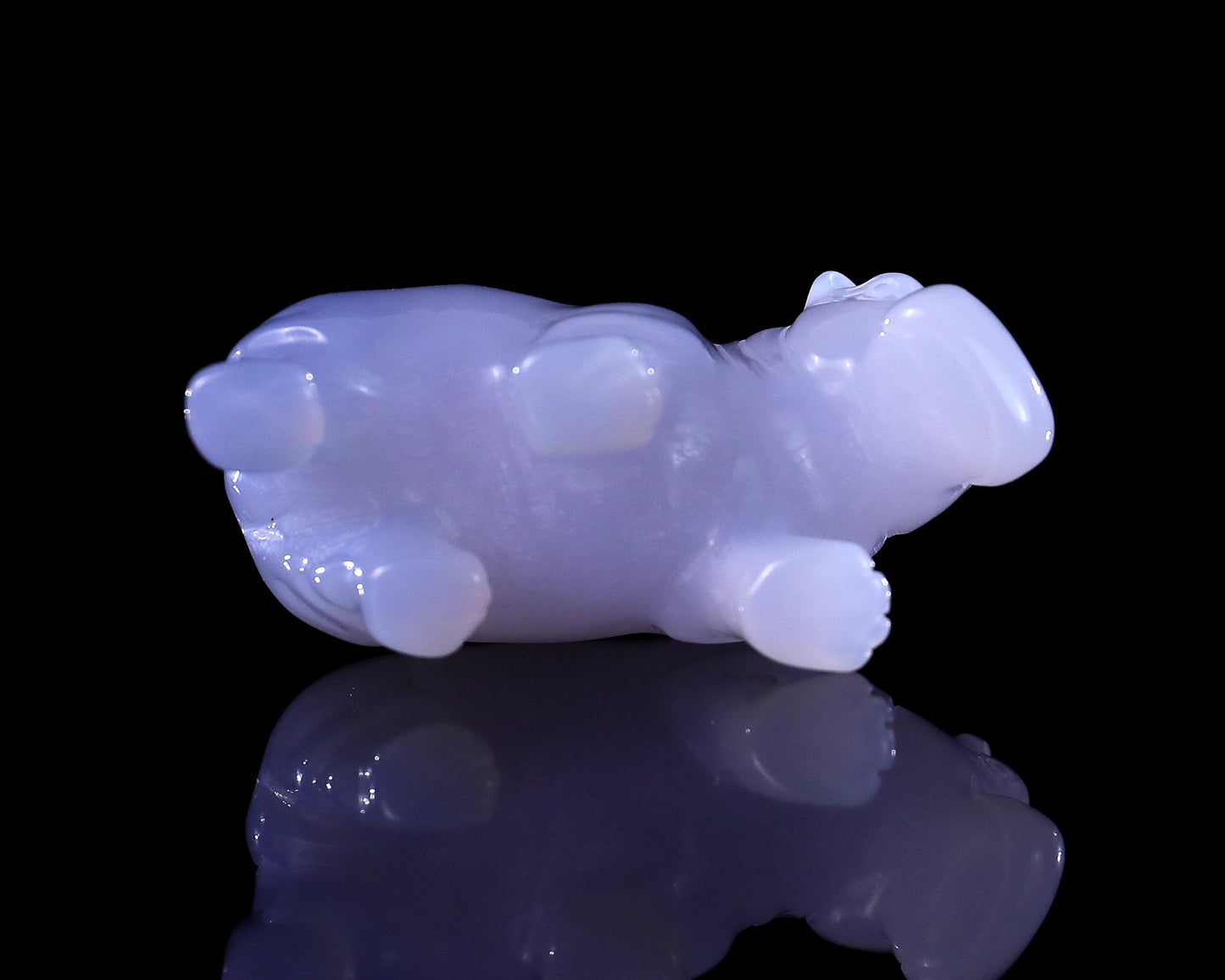 Nicedony 2.2" Blue Chalcedony Hand Carved Crystal Hippo Sculpture - View 8