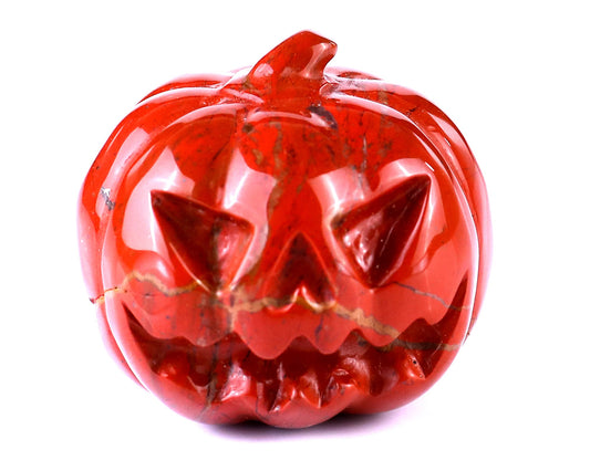 Nicedony 2.2” Red Jasper Hand Carved Crystal Pumpkin Sculpture