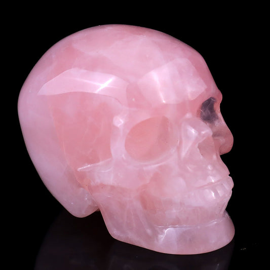 Nicedony 2.2" Rose Quartz Hand Carved Realistic Skull Sculpture - 1