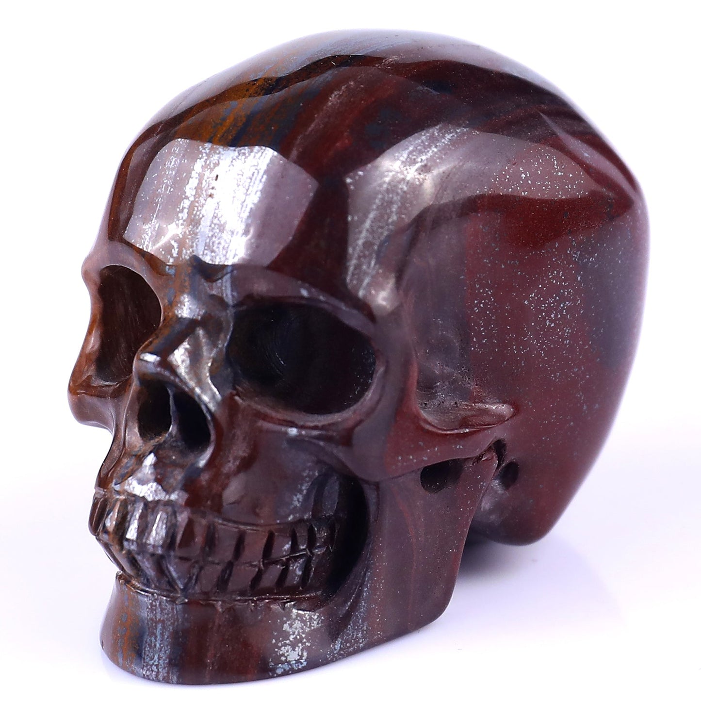 Nicedony 2.2" Tiger Iron Eye Hand Carved Realistic Skull Sculpture - View 9