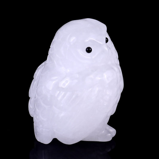 Nicedony 2.4" Angolan Quartz Hand Carved Crystal Owl Sculpture