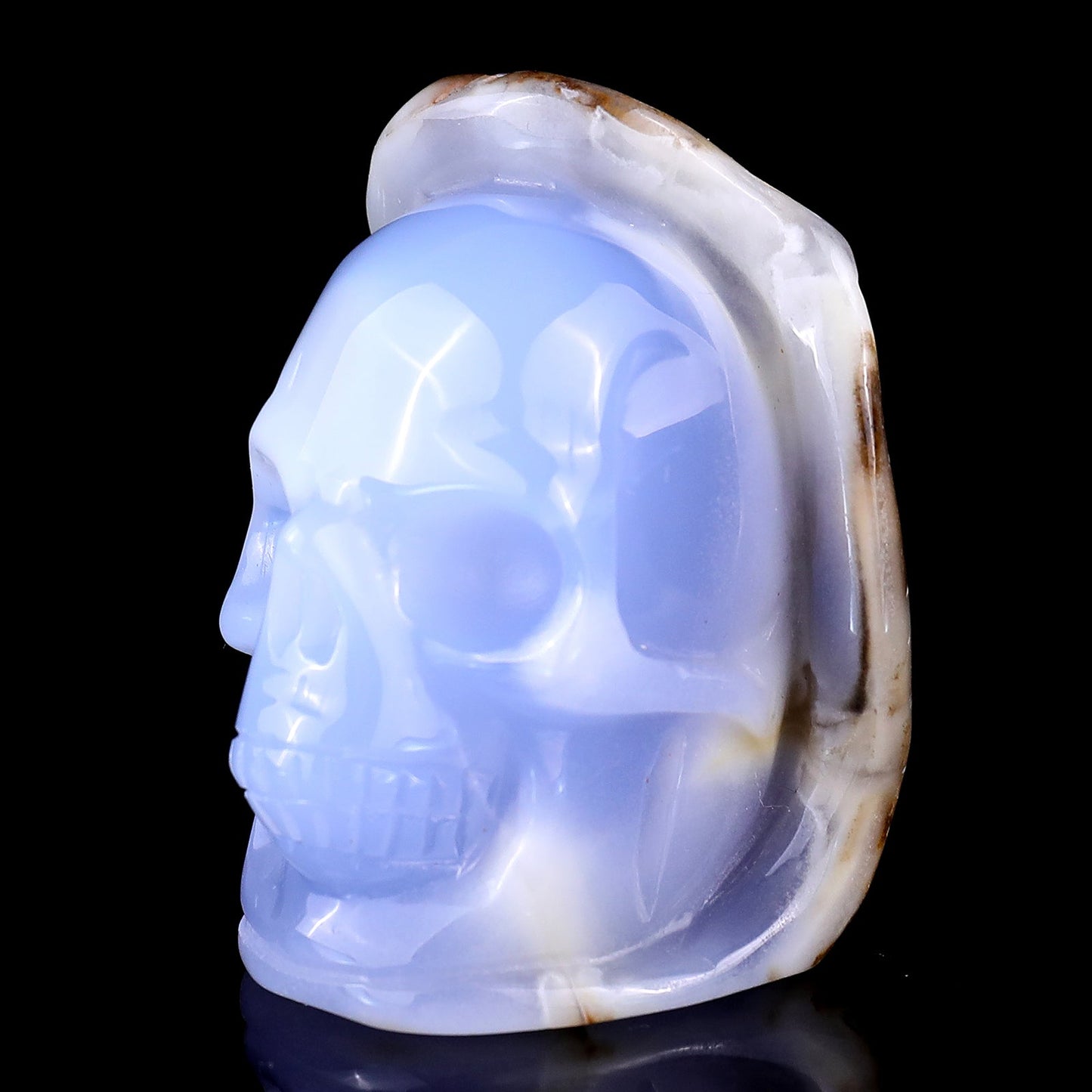 Nicedony 2.4" Blue Chalcedony Hand Carved Skull Sculpture - View 7