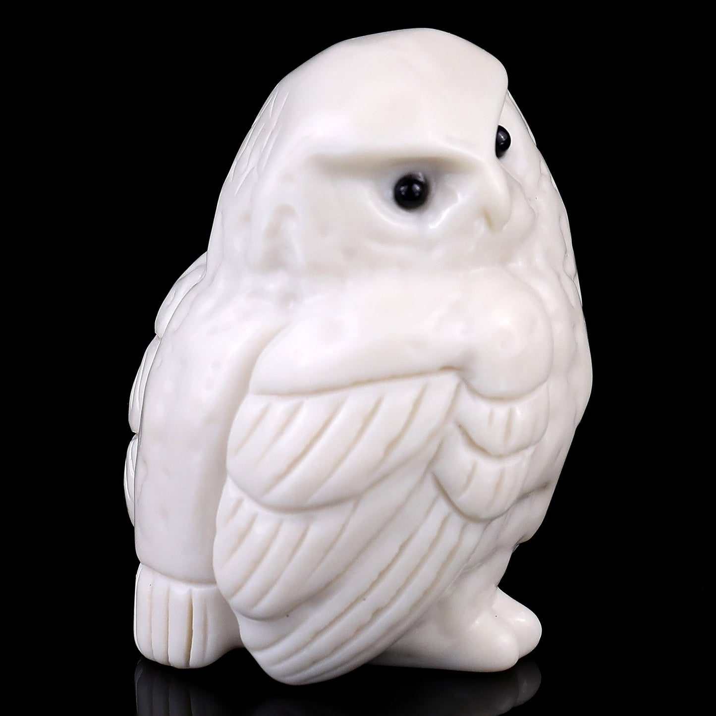 Nicedony 2.4" White Jade Hand Carved Crystal Owl Sculpture - View 6