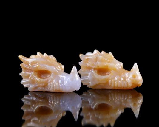 Nicedony 2.5" Chalcedony Hand Carved Crystal Dragon Skull Sculpture (SKU: 5100013) - Photo 1