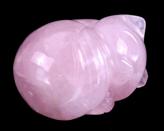 Nicedony 2.5" Rose Quartz Hand Carved Crystal Sleepy Cat Sculpture