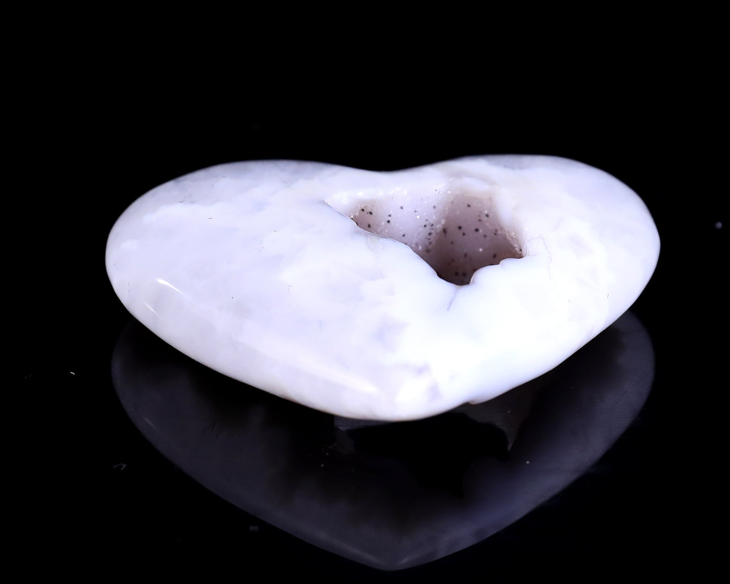 Nicedony 2.5" White Geode Agate Hand Carved Crystal Heart - View 8