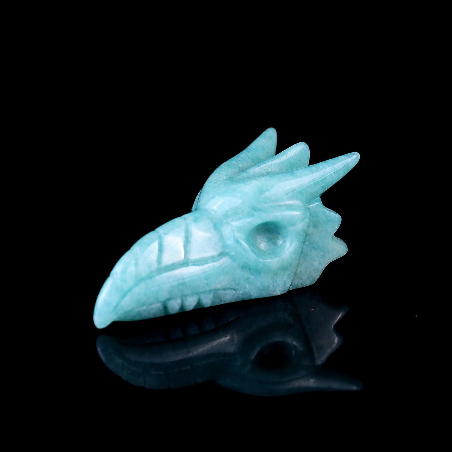Nicedony 2.6" Amazonite Hand Carved Crystal Phoenix Skull Sculpture - View 8