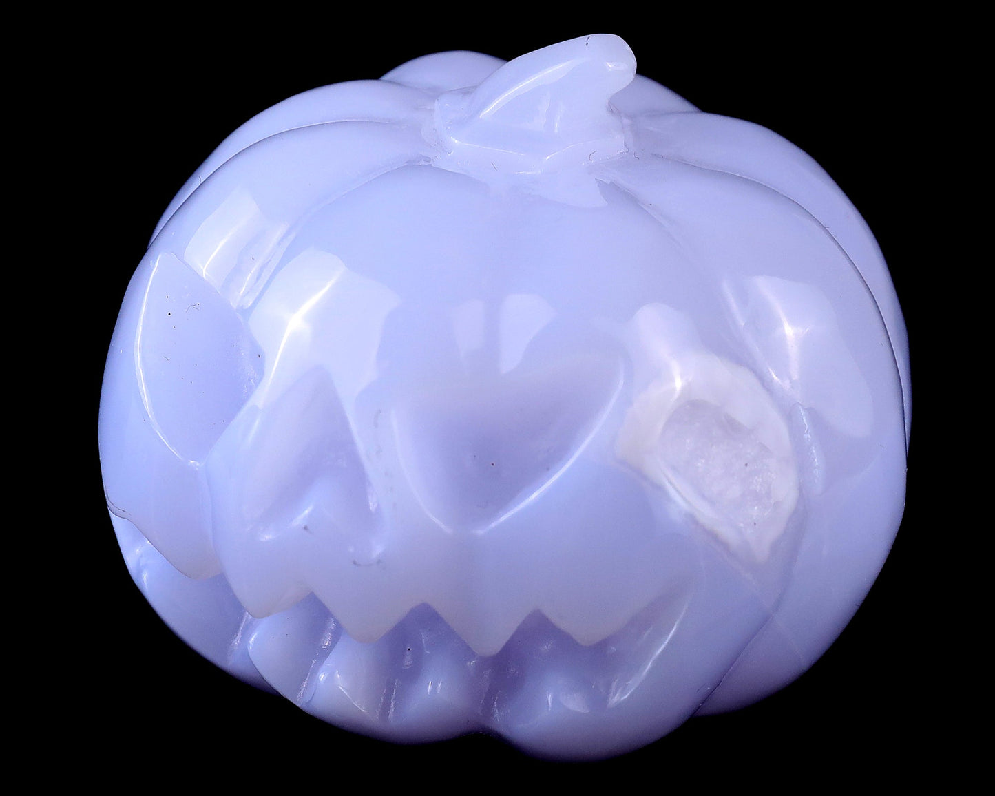 Nicedony 2.6” Blue Chalcedony Hand Carved Crystal Pumpkin Sculpture - View 9