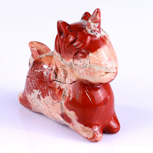 Nicedony 2.7" Red Jasper Hand Carved Crystal Unicorn Sculpture