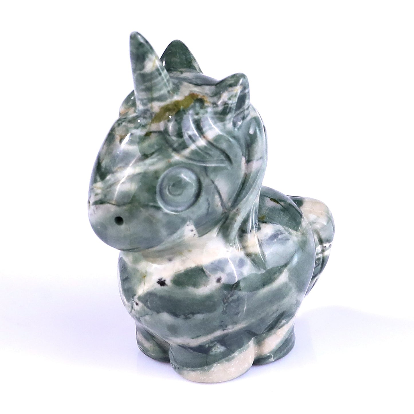 Nicedony 2.8" Jiulong Jade Hand Carved Crystal Unicorn Sculpture - View 9