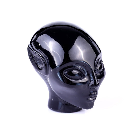 Nicedony 2.9" Black Obsidian Hand Carved Crystal Elf Alien Sculpture - #2100149