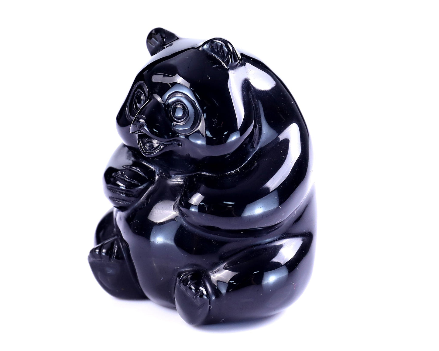 Nicedony 2.9" Black Obsidian Hand Carved Crystal Panda Sculpture - View 41
