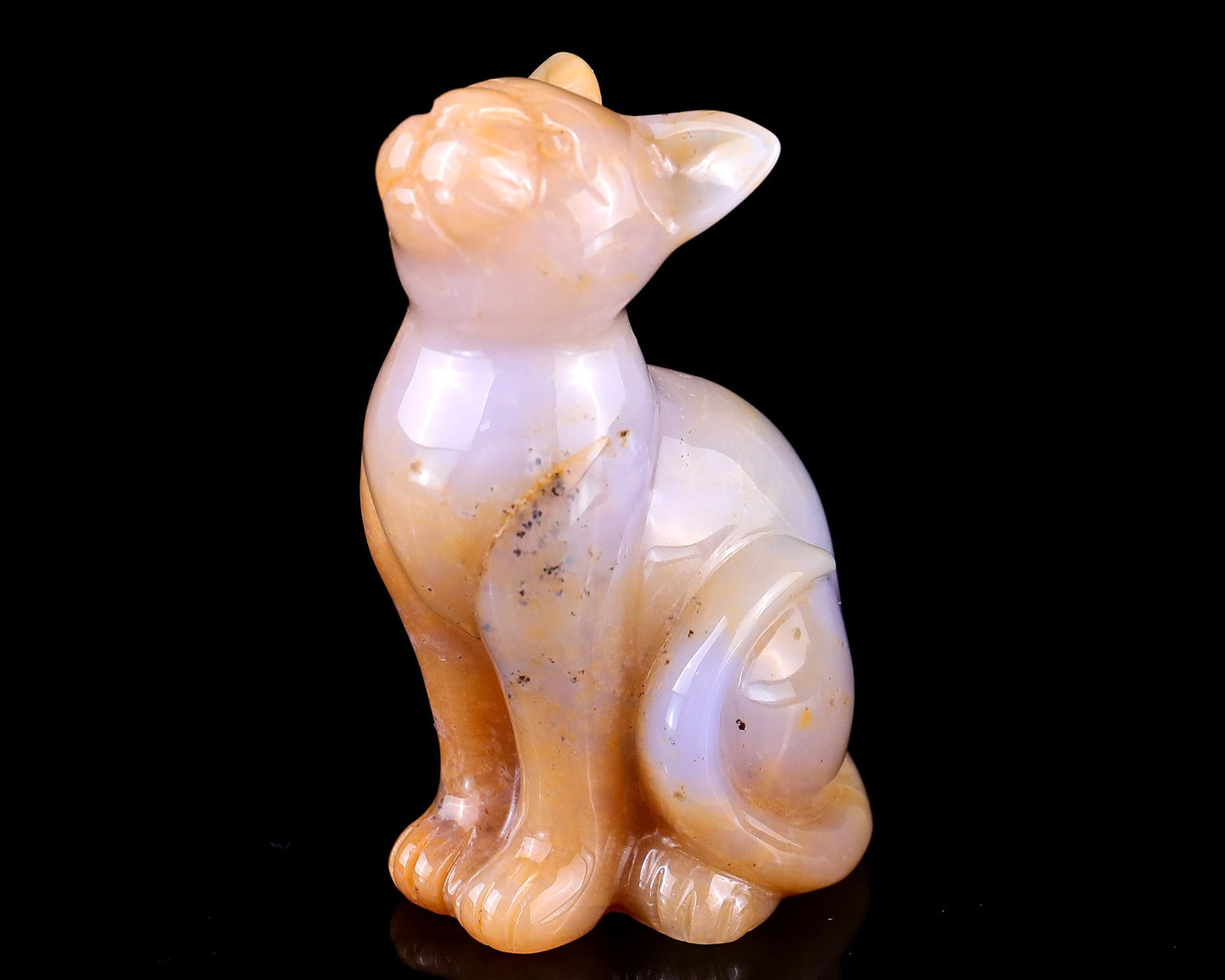 Nicedony 2.9" Chalcedony Hand Carved Crystal Cat Sculpture - View 10