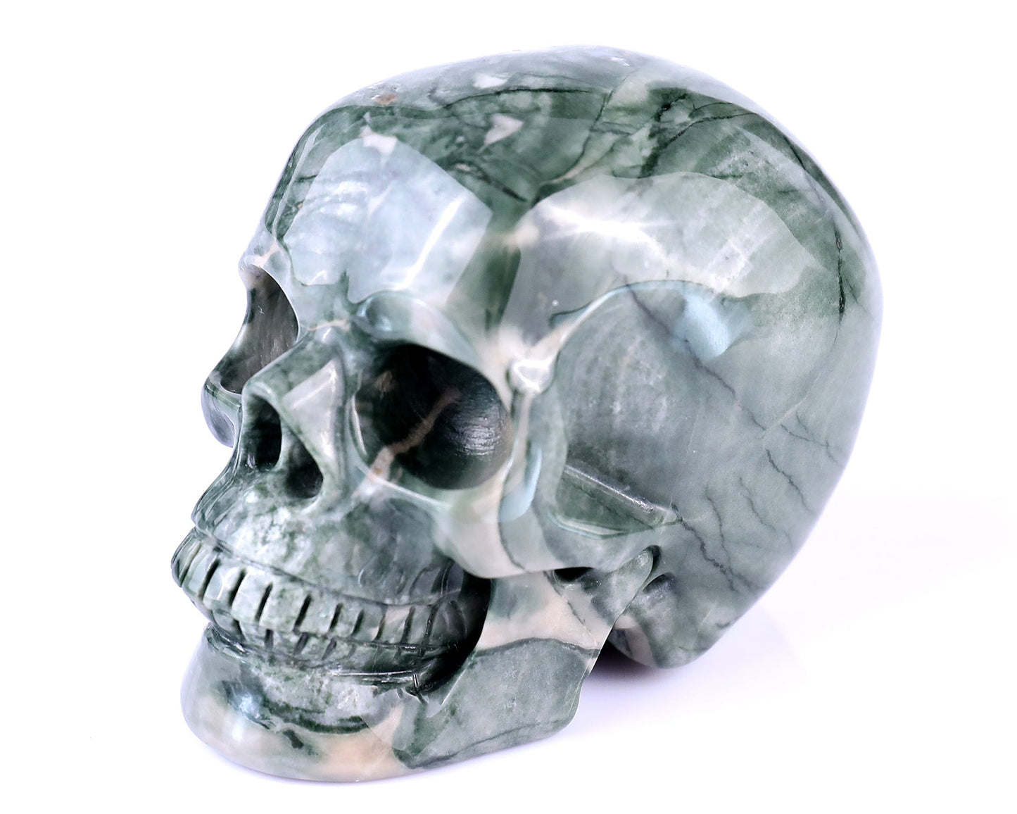 Nicedony 2.9" Jiulong Jade Hand Carved Realistic Skull Sculpture - View 10