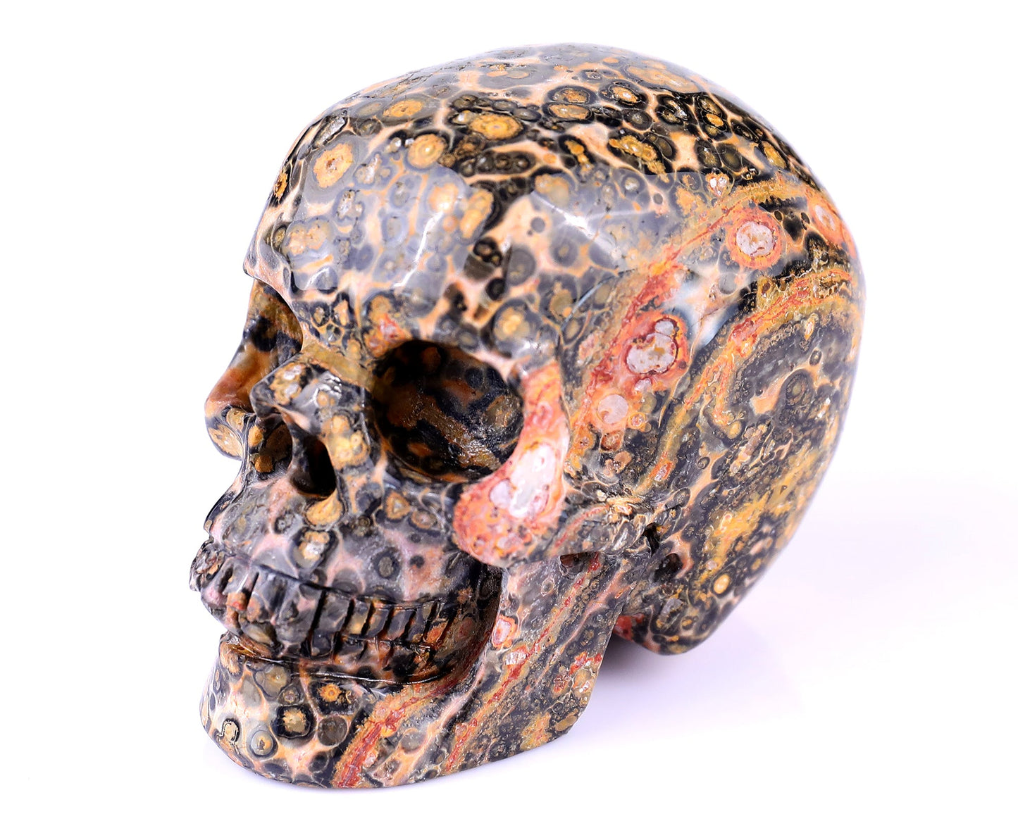 Nicedony 2.9" Leopard Skin Jasper Hand Carved Realistic Skull - View 10