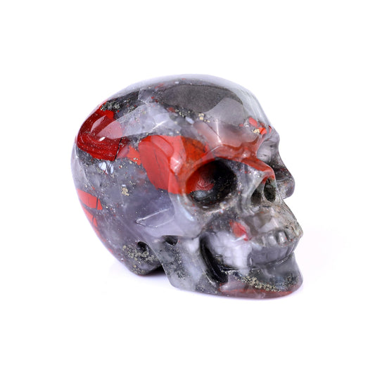 Nicedony 3.0" African Blood Stone Hand Carved Realistic Skull - #2100151