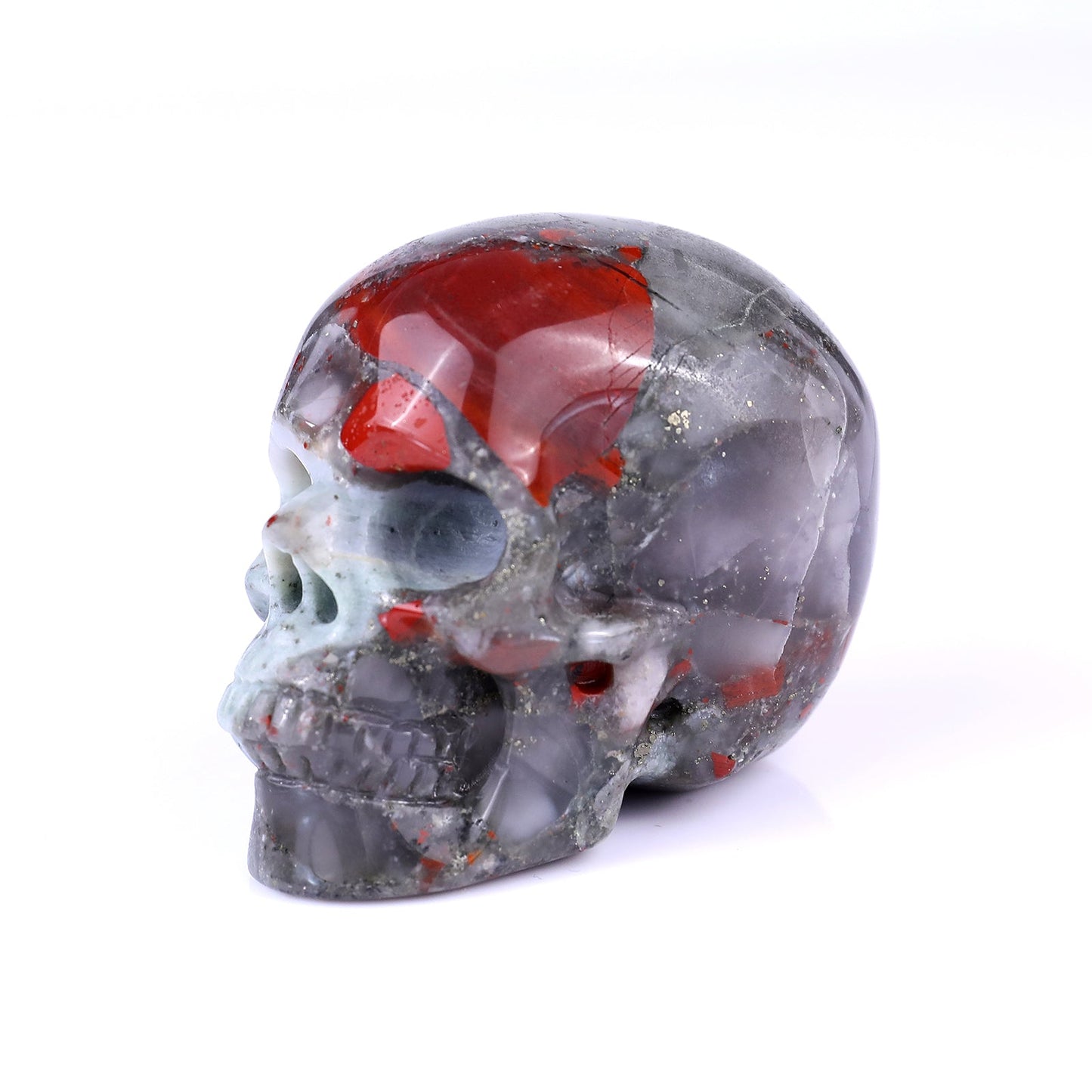 Nicedony 3.0" African Bloodstone Hand Carved Realistic Skull - View 7
