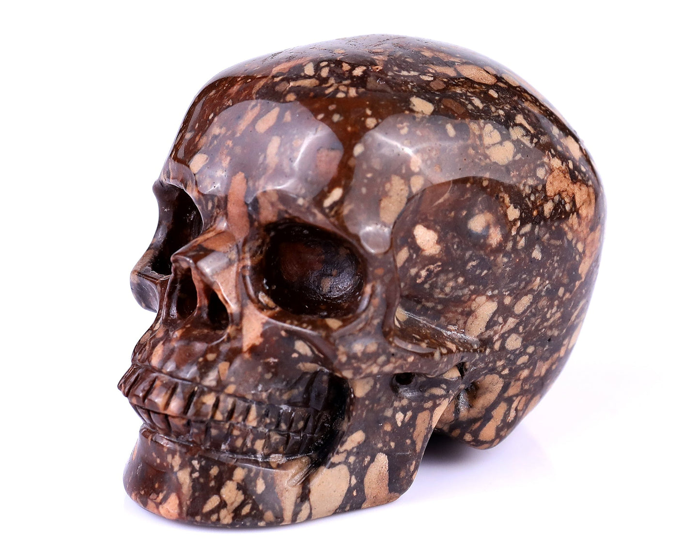 Nicedony 3.0" Coffee Stone Hand Carved Realistic Skull Sculpture - View 7